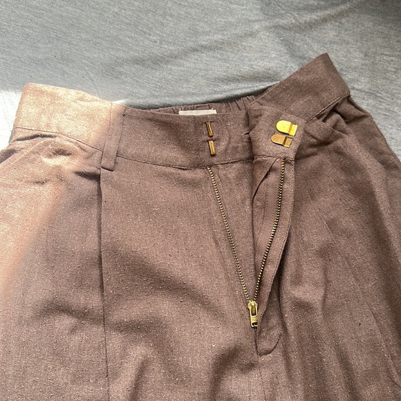 💥LAST CHANCE💥 NWT Laude the Label Hepburn Pleated Trouser Pant - Morel Silk Noil - Picture 13 of 17